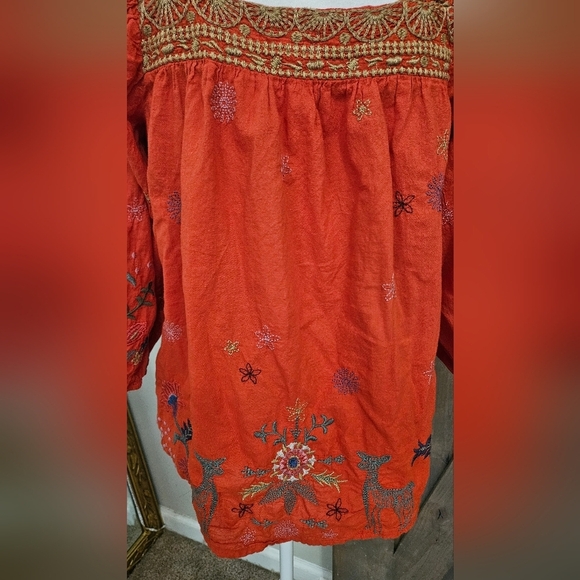 JOHNNY WAS Lucy Artisan Embroidered Blouse In Red Multi. Size XS - Picture 12 of 12
